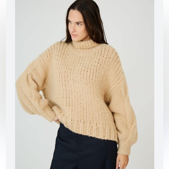 See You Soon Sweaters - Anthropologie Chunky Tan Turtleneck Sweater